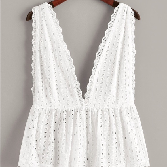 SHEIN Tops - ⚡️SHEIN⚡️LACE BLOUSE WITH DEEP-V